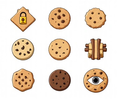 Diverse cookie icons representing different types of cookies