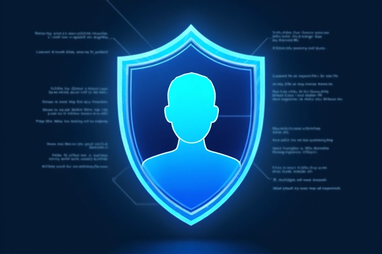 Digital user profile icon with a shield, representing account security.