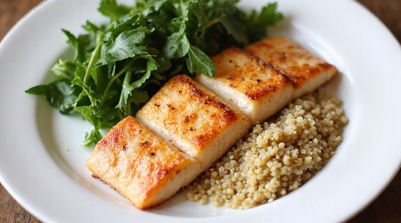 Image of a balanced plate with foods low in glycemic index, symbolizing diabetes management.